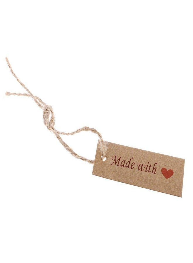 Atmiyamart Made with Love Handmade Kraft Tag, Gift tag, Birthday Party, Wedding Decoration (2X0.8 INCH) 100pcs